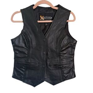 Xelement Women's Braided Leather Motorcycle- Biker Vest